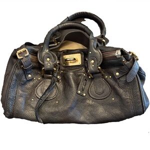 Vintage Chloe Paddington Shoulder Bag Black/Dark Brown